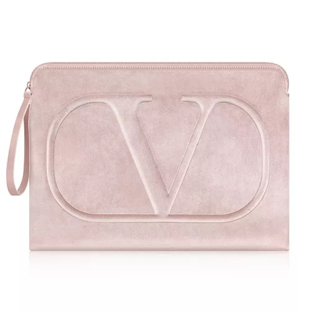 New Valentino Beauty Nude Barely Pink Plush Blush Large Laptop Bag Case XL